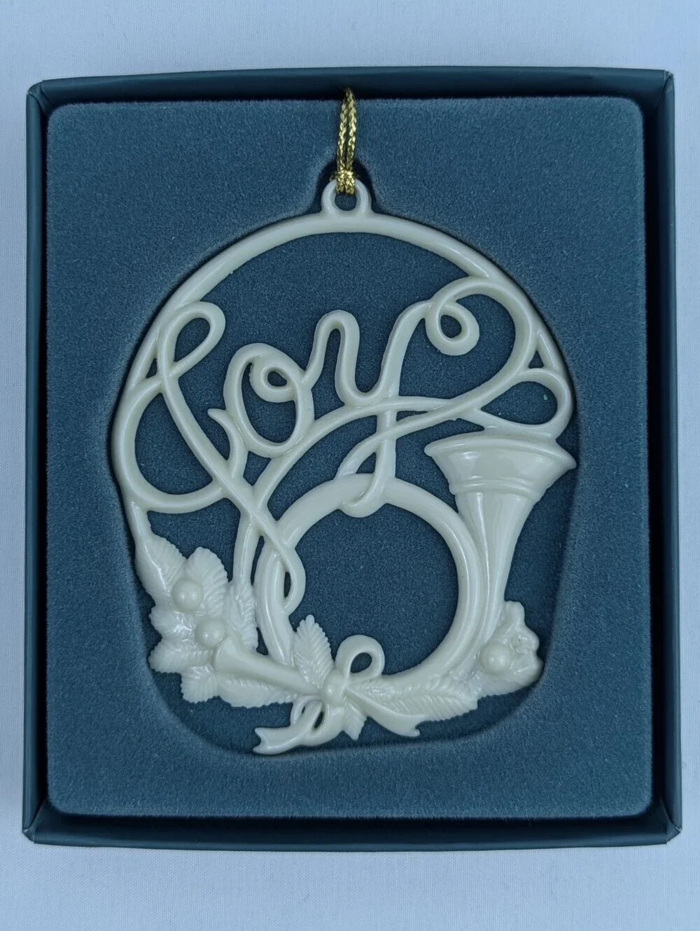 Lenox Holiday Wishes Collection Joy Porcelain Holiday Christmas Ornament